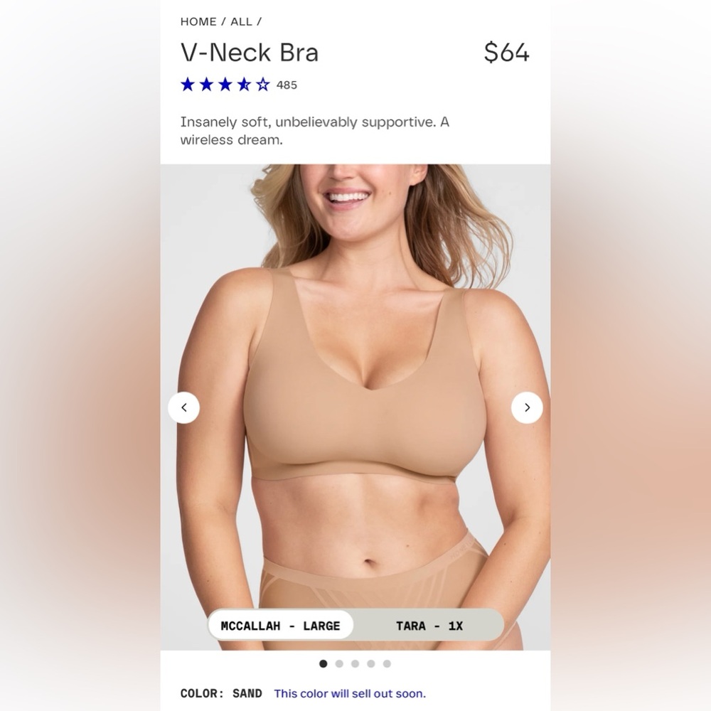 Honeylove Tan and Black V Neck Bras Large EUC